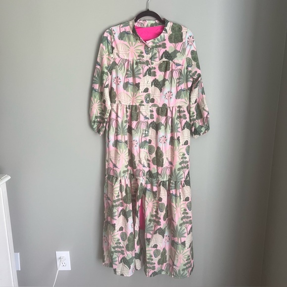 The Boho Maxi Dress Vibrant Peacock Blue Door Boutique Pink Gorgeous Button S - Picture 4 of 10